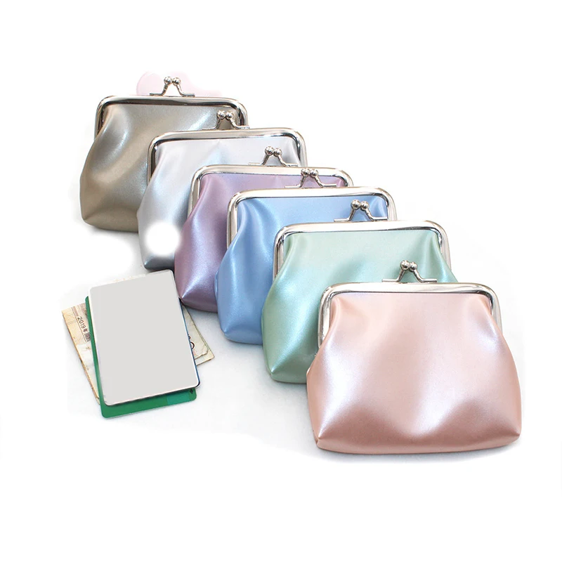 Women Coin Purse Candy Color Double Layer Card Holder Girls Simple PU Buckle Wallet Lipstick Portable Purse Pocket Bag