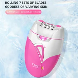 Depiladora elétrica portátil para mulheres, removedor de pele, 2 níveis ajustáveis Safe Blade Shaver USB recarregável, depilação facial e corporal