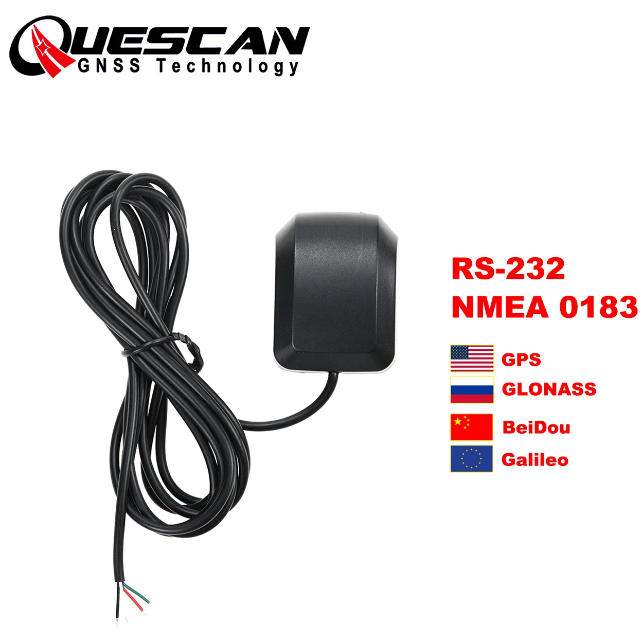 QUESCAN 3.3V-5V UART RS232 NMEA 0183 M10 GPS GNSS Antenna Receiver RS-232 NMEA 0183 GPS Galileo BeiDou GLONASS for Bus GPS