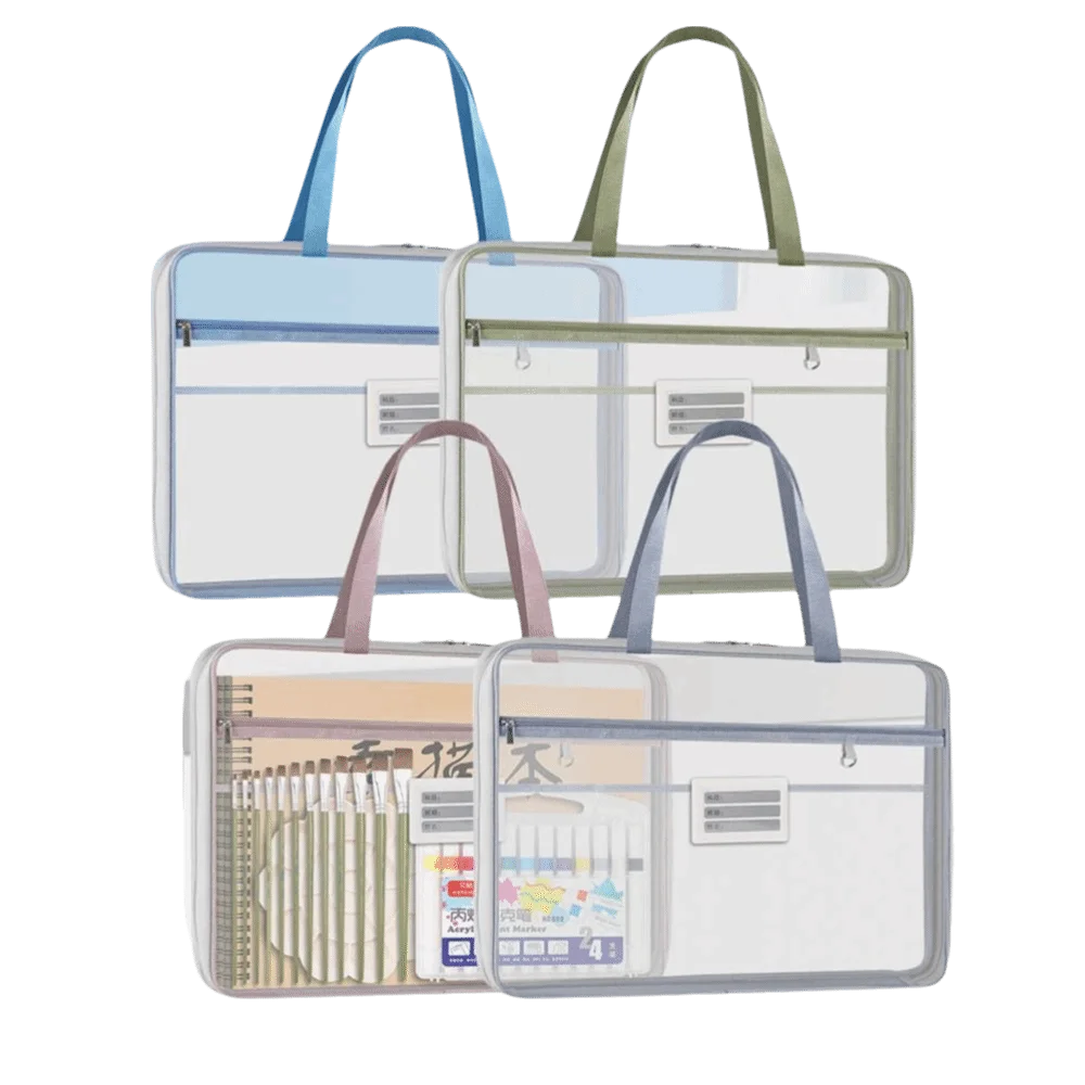 Nylon Mesh Mesh Zipper Pouch Bag A3 Transparent Transparent File Bag Large Capacity Thickened Document Bag - view 4