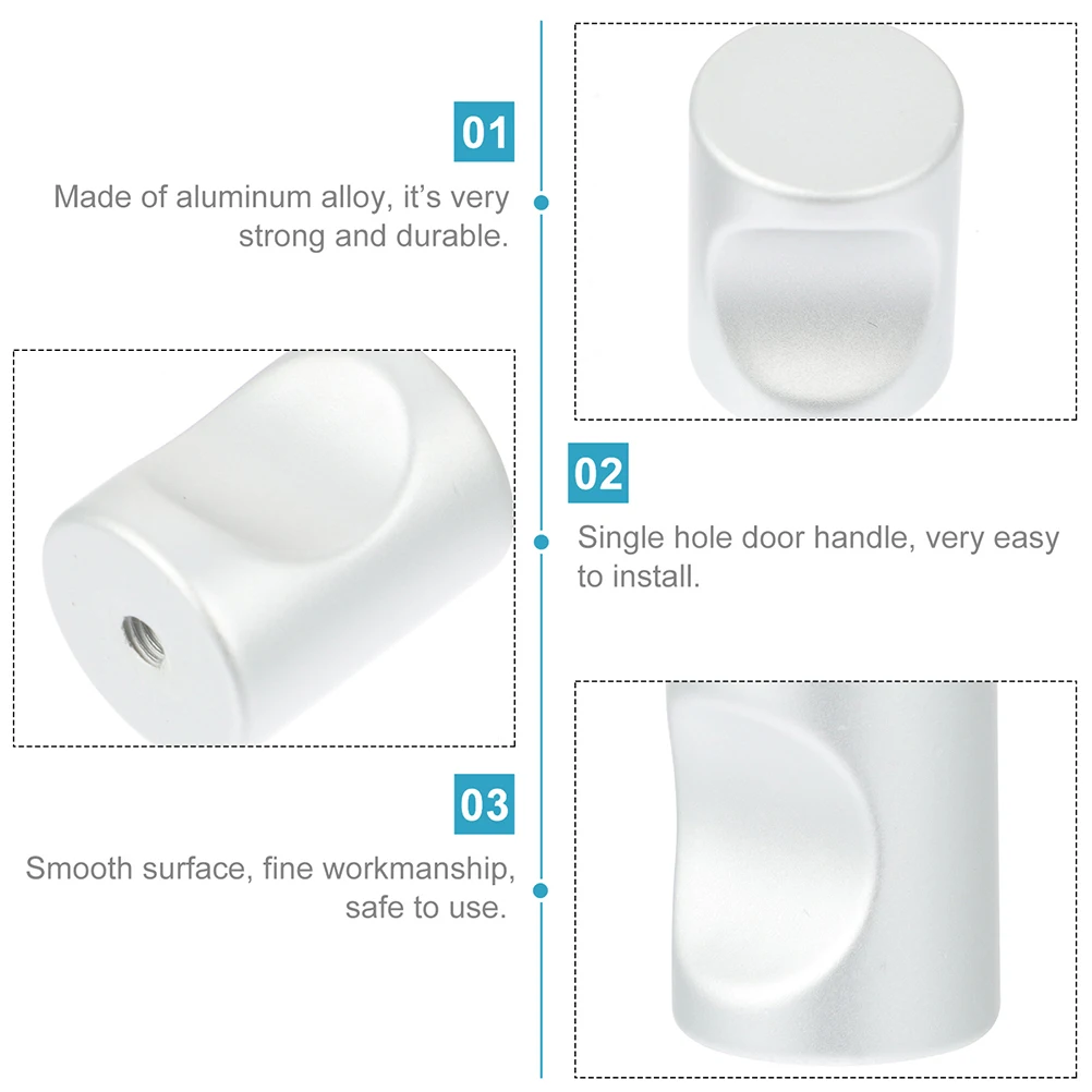 12pcs Aluminum Alloy Cylindrical Handle Single Hole Drawer Knobs Furniture Cabinet Pulls Durable Smooth Easy Install Simple