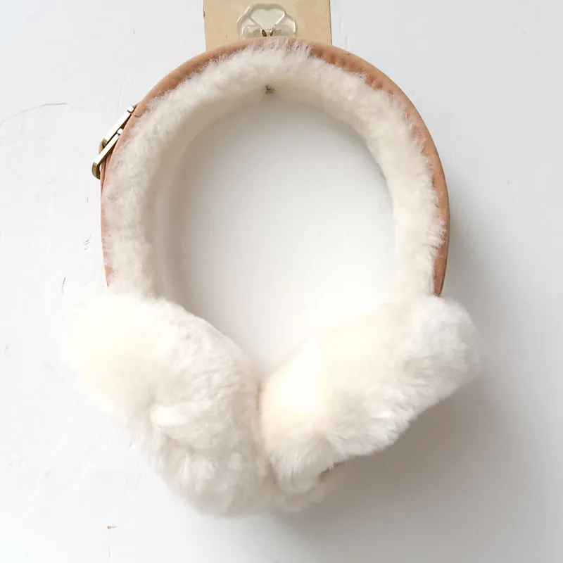 2022 Winter Neue Frauen Echt Wolle Fell Ohrenschützer Fashion Warm Echte Pelz Leder Earcap Weibliche Ohr Wärmer