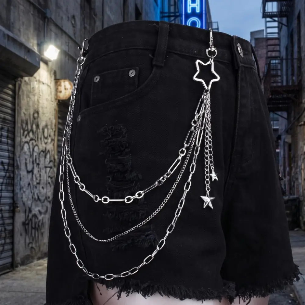 Statement Multi-Layer Pants Chain Secure Fastening Star Tassel Hip Jewelry Creative Casual Waist Chain Hip Hop Style