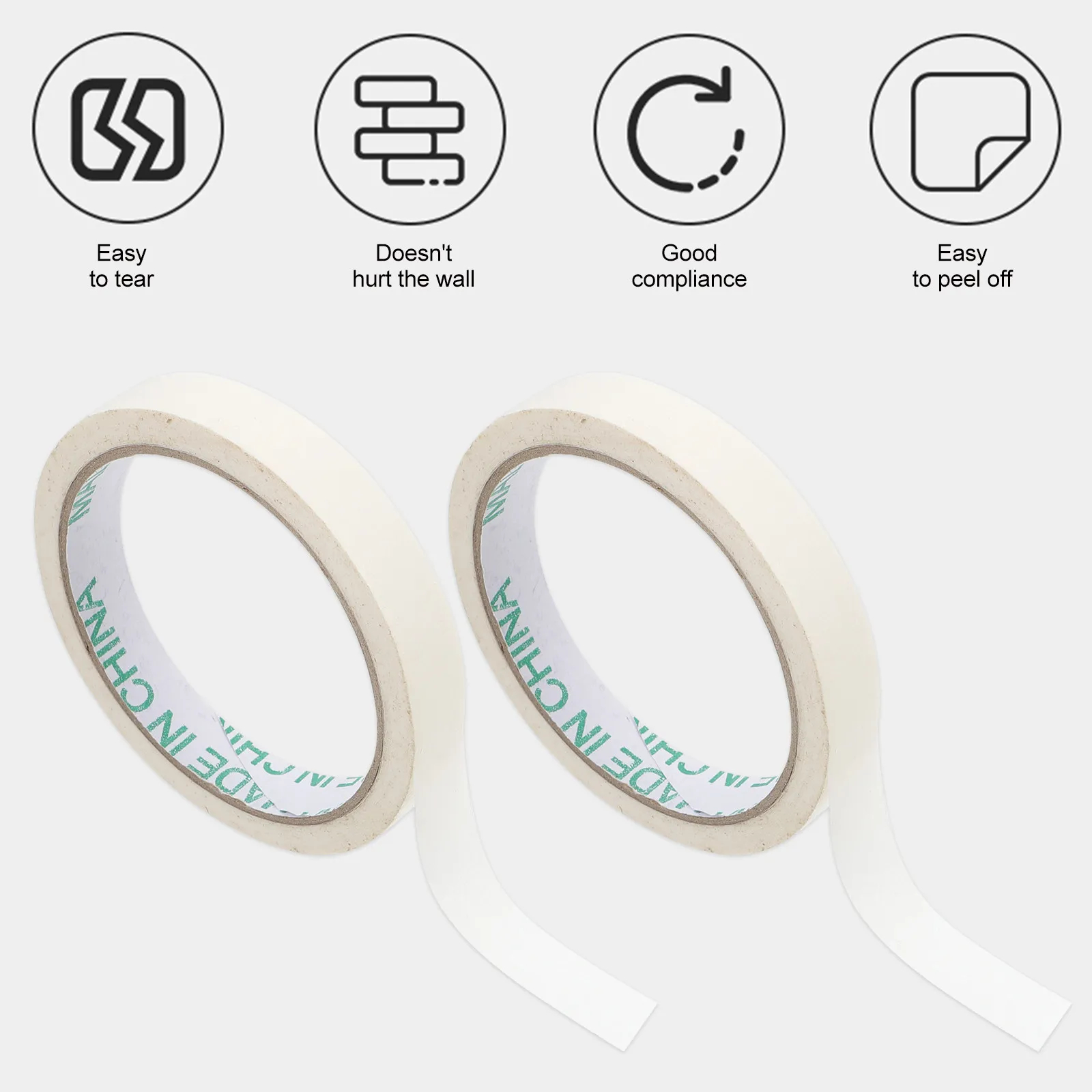 

10 шт. белой малярной ленты из крепированной бумаги с односторонним клеевым слоем, отрывная, для покраски автомобилей, защиты мебели и стен, с возможностью письма