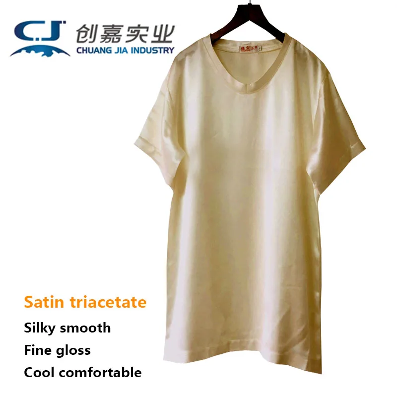 

Satin Triacetate Spring Summer Women's Short-sleeved Crew Neck Long T-shirt Temperament Elegant and Noble Top Comfortable Cool