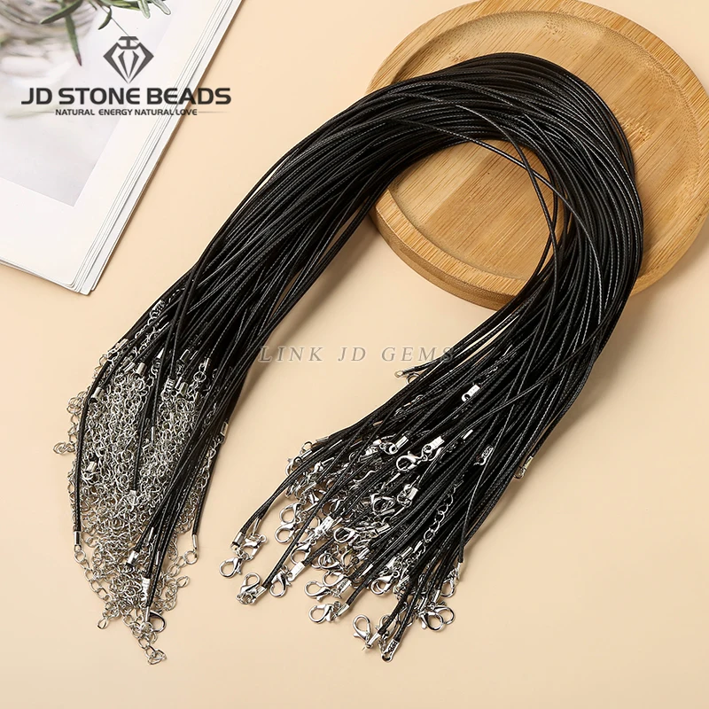 

10 Pcs/lot Braided Adjustable Black Leather Rope Wax Cord DIY Handmade Necklace Pendant Lobster Clasp String Cord Jewelry Chain