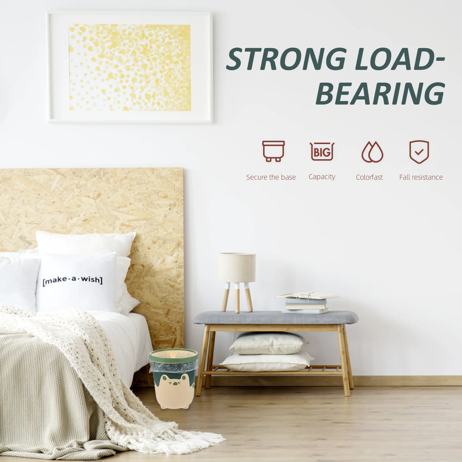 

1pc Plastic Waste Container Bear Pattern Small Trash Can For Home Office Kitchen Bathroom Garbage Can Pp Material Compact Design