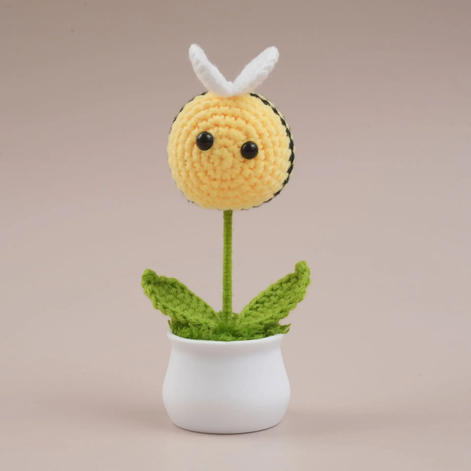 Gehäkelter Tier-Blumentopf Niedliches Handgewebtes Tier Lieblicher Gestrickter Cartoon-Topf Bücherregal Auto-Deko Geschenk – Detail 5