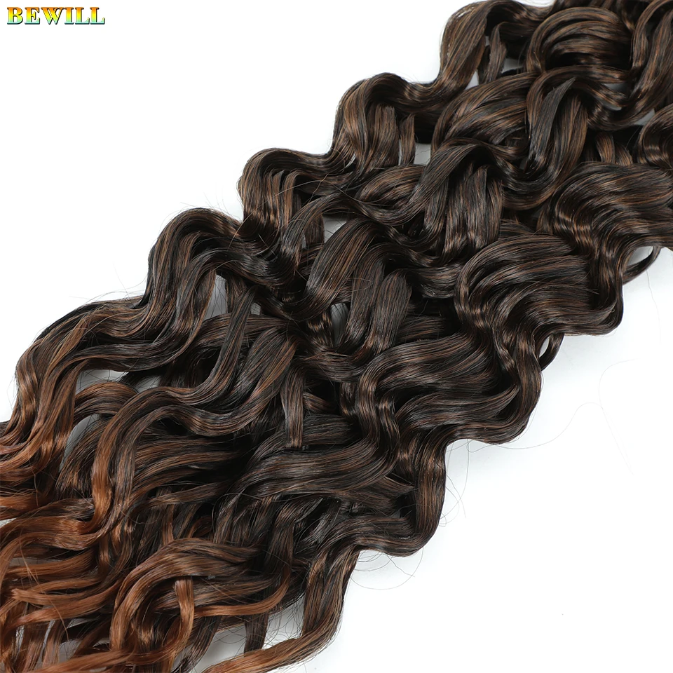 BEWILL GoGo Curl Häkelhaar 14 18 Zoll Wasserwelle Strand Curl Häkelhaar Ombre Synthetische böhmische Zöpfe Haarverlängerungen 1B – Detail 31