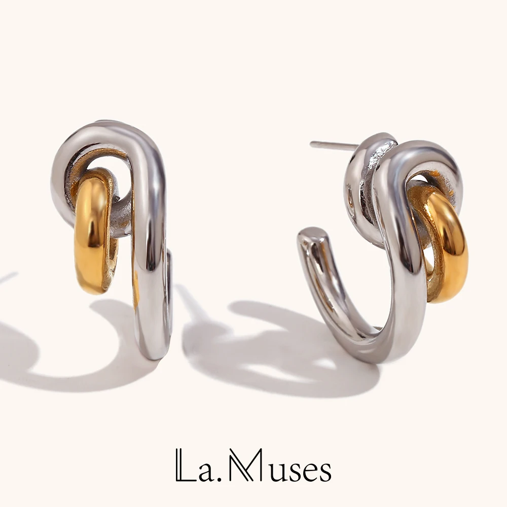 La. Muses Creative Design Unique Lock Mix Color Trendy Women's Stainless Steel Earrings Luxury Quality Jewelry For Women 2024