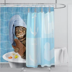 Cat dog funny Cartoon Creative Personality shower curtains Cute 3D Printed pvc fabric with hooks waterproof bathroom decoration