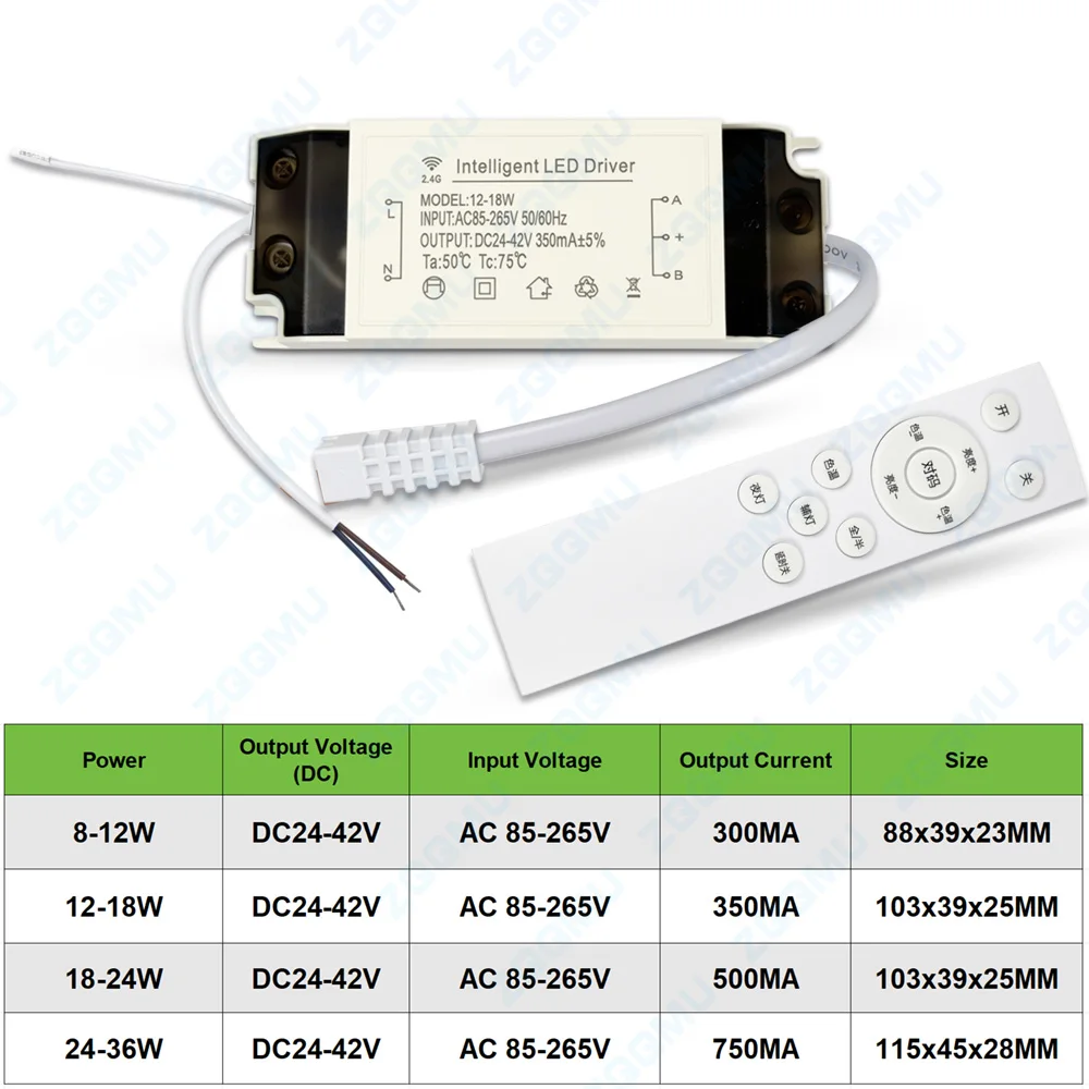 8-12W 18-24W 24-35W 2.4G Wireless Dimming LED Driver Power Supply Featuring Dual-color Isolated Wireless Dimming And Color