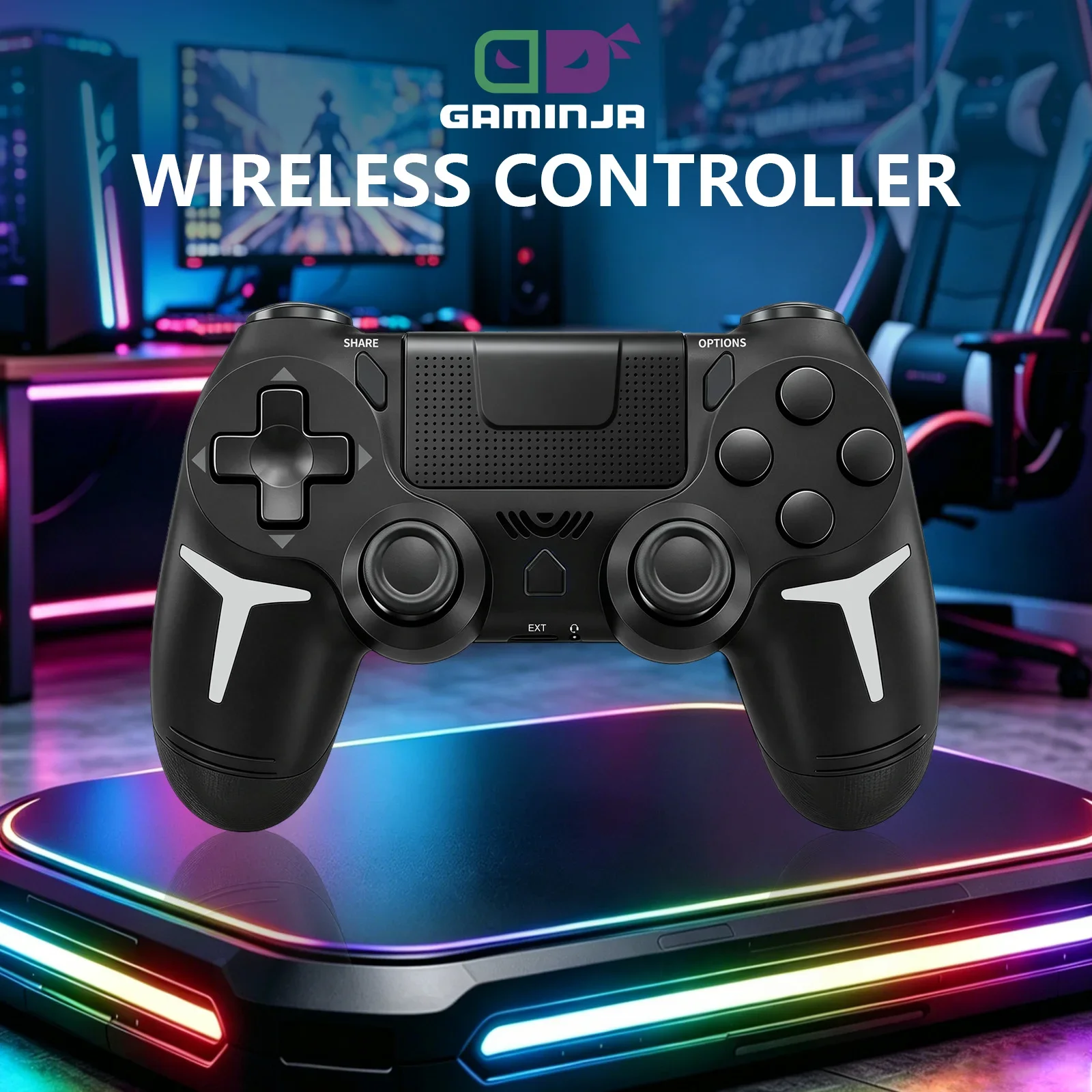 GAMINJA 6-Axis Gyroscope Dual Vibration With Touch Pad Wireless Gamepad Bluetooth Controller For PS4 PS3 Console Computer PC