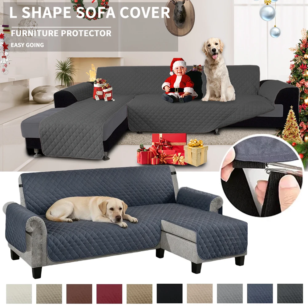 

L-Shaped Sofa Cover Lined Ultra-Soft Brushed Fabric Machine Washable Luxury Elastic Closure Slipcover for Home Living Room Decor