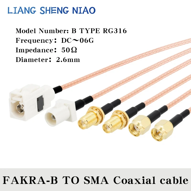 RG316 Coax Cable line FAKRA B TYPE TO SMA Male Female Coaxial cable Connector RF Crimp for Cable GPS Antenna 6G FAKRA B TYPE