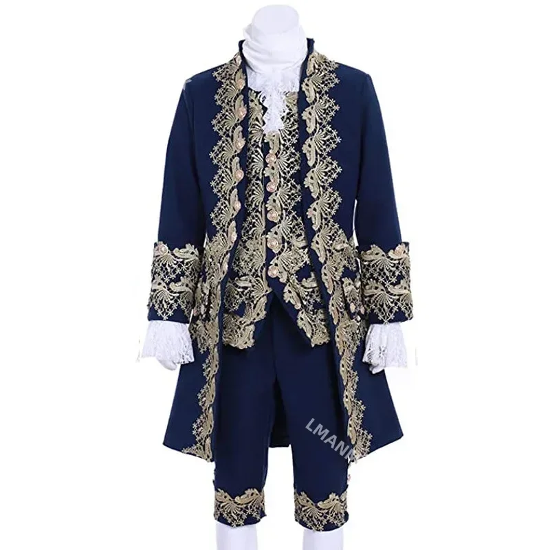 Deluxe Victorian King Prince Costume For Adult Men Top Vest Jacket Coat Blazer Suit Stage Theater Cosplay Outfit Pants  Tie