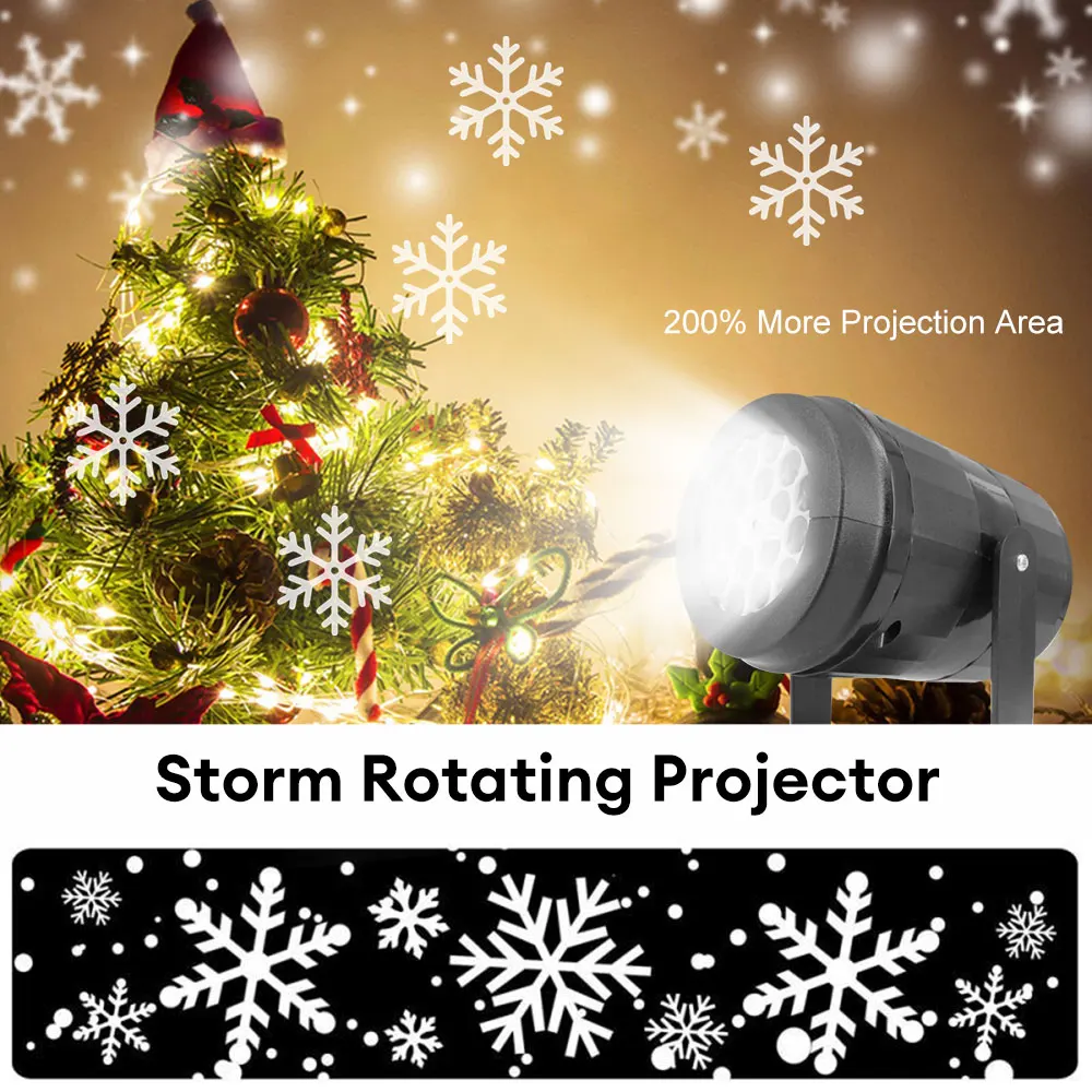 TMOOY 16 modelli LED Proiettore fiocco di neve Luci Proiezione natalizia Lampada da esterno impermeabile Faretto da neve per feste