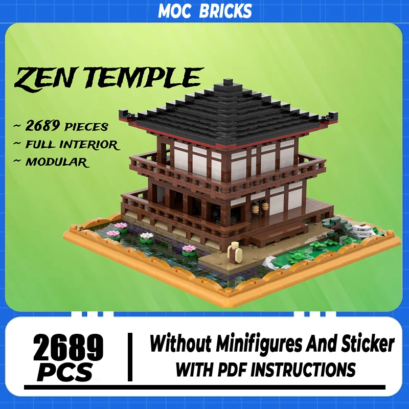 

Модель City Street View Moc Building Blocks Zen Temple ​ ​ ​ ​ ​ ​ ​ Модель кирпича DIY Сборка Строительная игрушка Праздничные подарки на день рождения