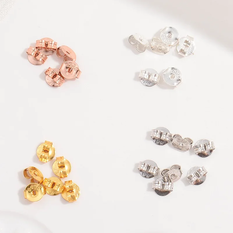 100 Uds. Pendiente de cobre de Color oro rosa chapado en plata 925 de alta calidad, configuración de pendiente con tapón trasero, pendientes de Base, venta completa