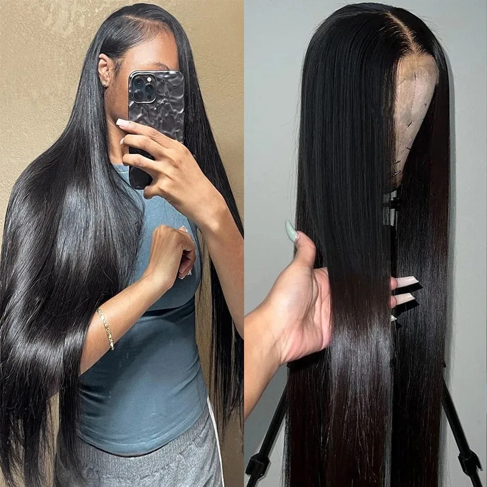 100% شعر الإنسان العظام شعر مستعار مستقيم 180 الكثافة Hd شعر مستعار دانتيل 13x6 شعر الإنسان شعر طبيعي مفرود الباروكات 4x4 5x5 360 شعر مستعار أمامي #1