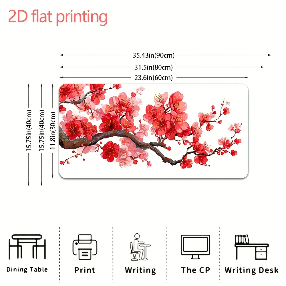 Red Plum Blossom Flower Branch Large Mouse Pad XXL Gaming Desk Mat Non-slip Rubber Keyboard Pad for PC Laptop Office Gift