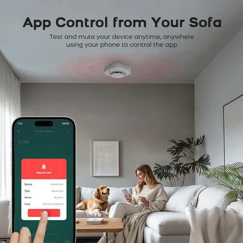 Imagen 2 del producto Tuya-Sensor de humo Wifi, sistema de alarma de seguridad para el hogar, Control por aplicación Smart Life, Detector de humo de Gas, seguridad de alta sensibilidad para el hogar