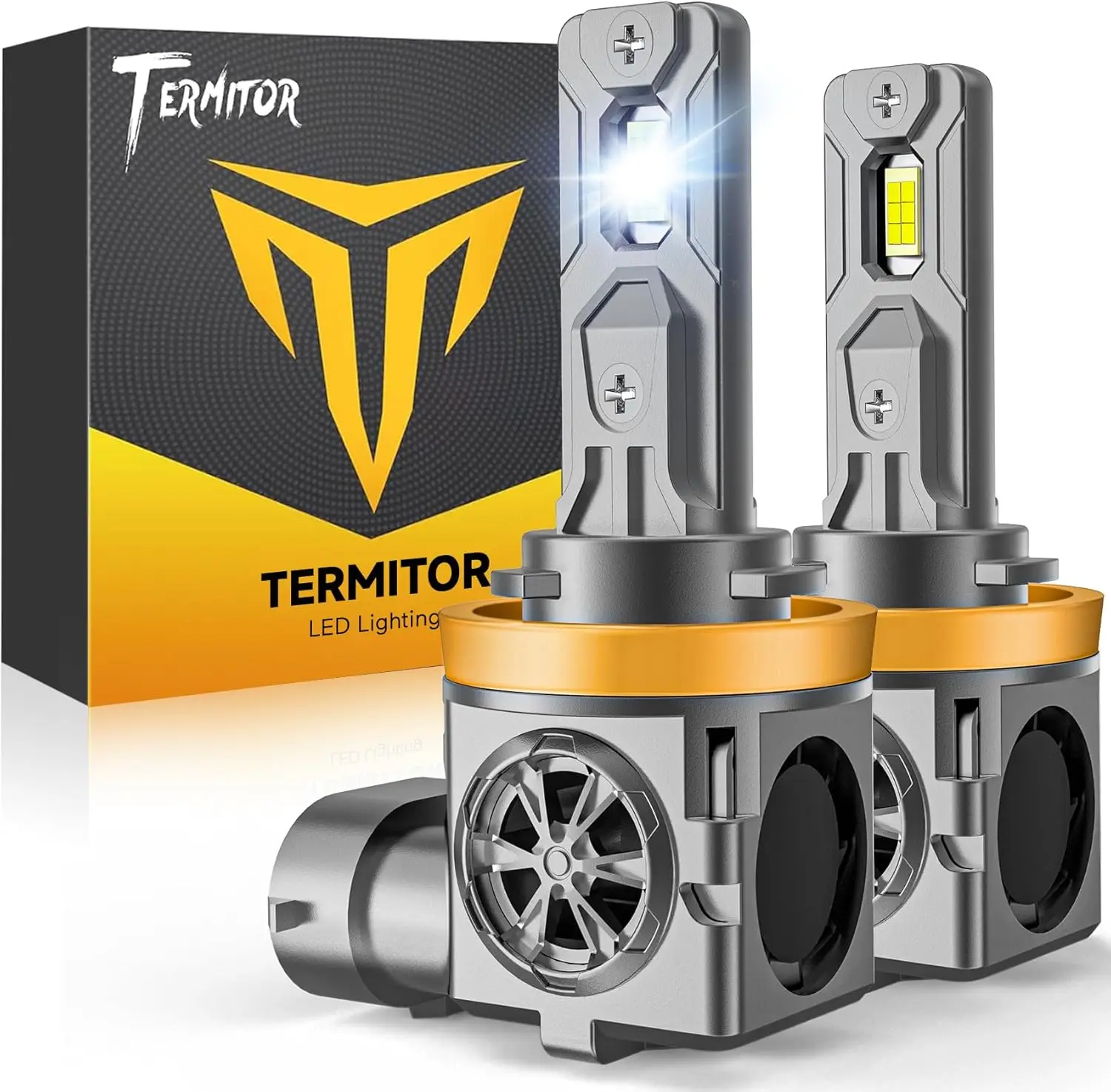 Termitor LED H11 H9 Light Bulbs,60000LM 6500K H8 H16 Fog Light Bulbs Real 1:1 Mini Size,CANBUS Ready,Plug N Play,Pack of 2