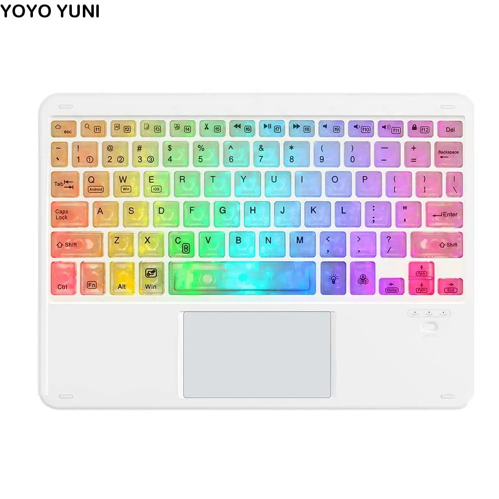 

Fashion RGB Light Bluetooth Keyboard Colorful Luminous Backlit Wireless Keyboard Rechargeable Universal Portable Keyboard Office