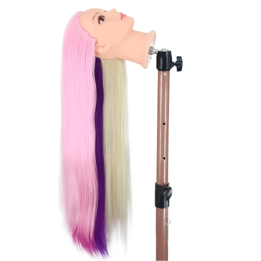 رأس عارضة أزياء مقاس 29 بوصة مع شعر لتصفيف الشعر وتدريبات التجميل وحامل مشبك قابل للتعديل متوفر i