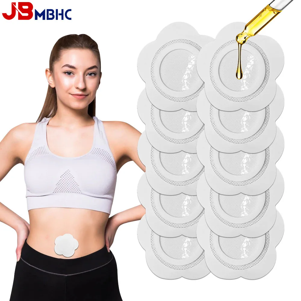 10PCS Castor Oil Patches Castor Oil Pack Wraps Disposable Organic Cotton Self-Adhesive Pads for Belly Button Anti Leakage Design