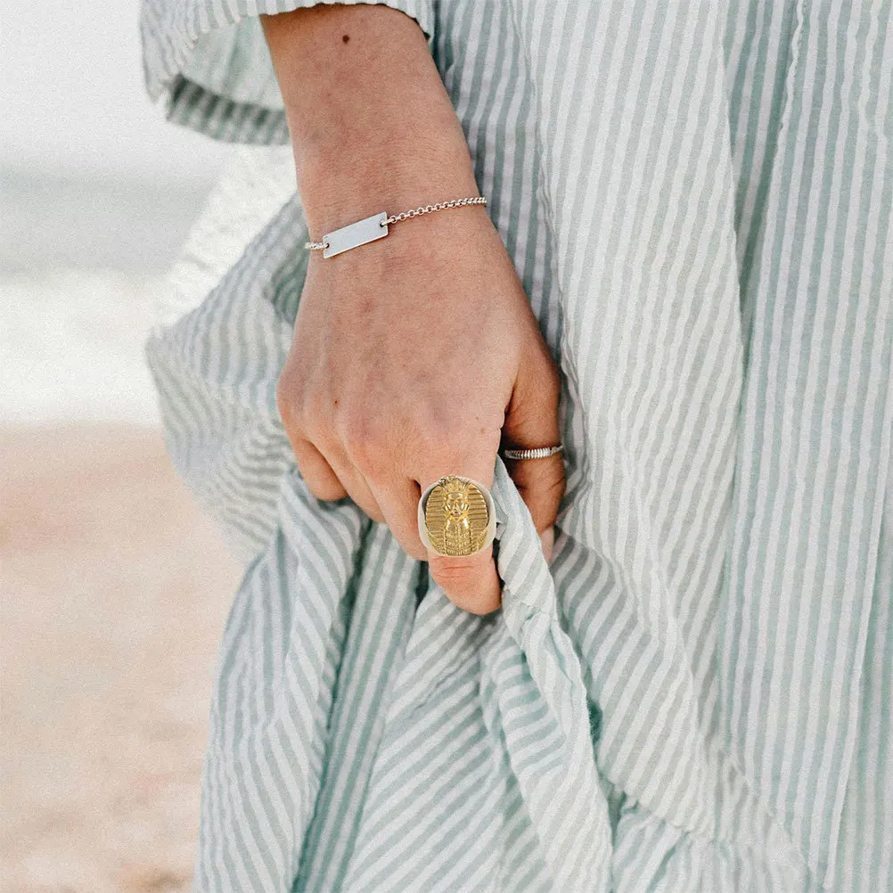 

Exquisite Golden Men Ring in Stainless Steel Egyptian Decorative Design Trendy Male Jewelry for Daily Wear Festival Gift