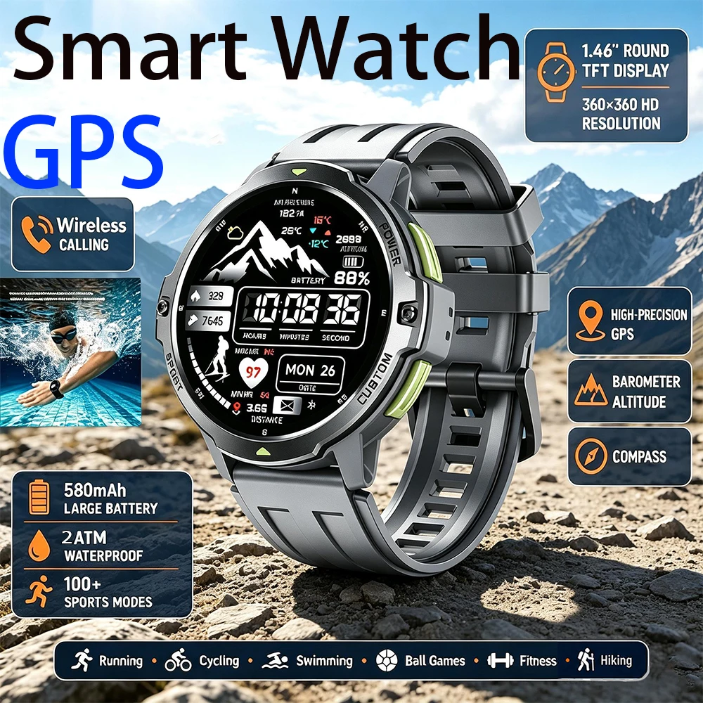 Smartwatch Timex Watches For Men - 새로운 6축 자이로스코프 군용 GPS 스마트워치