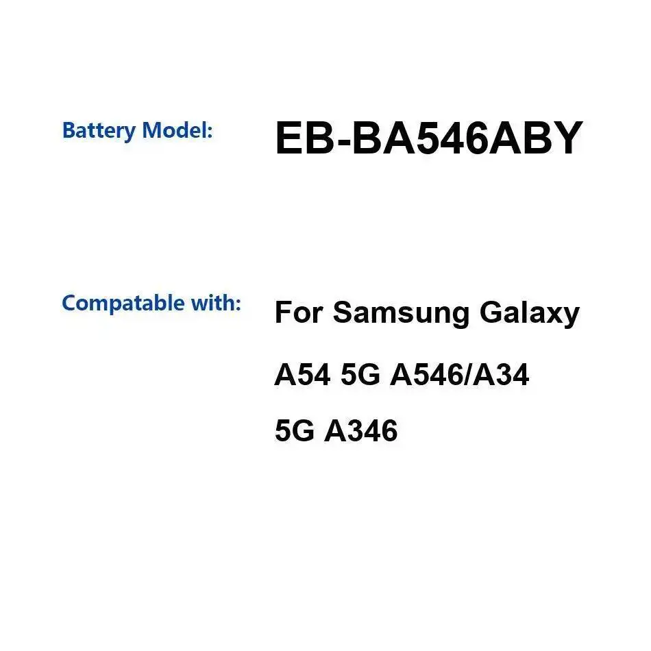 

Mobile Phone Battery 5000Mah EB-BA546ABY For Samsung Galaxy A54 5G A546 A34 A346 Long-Lasting Performance