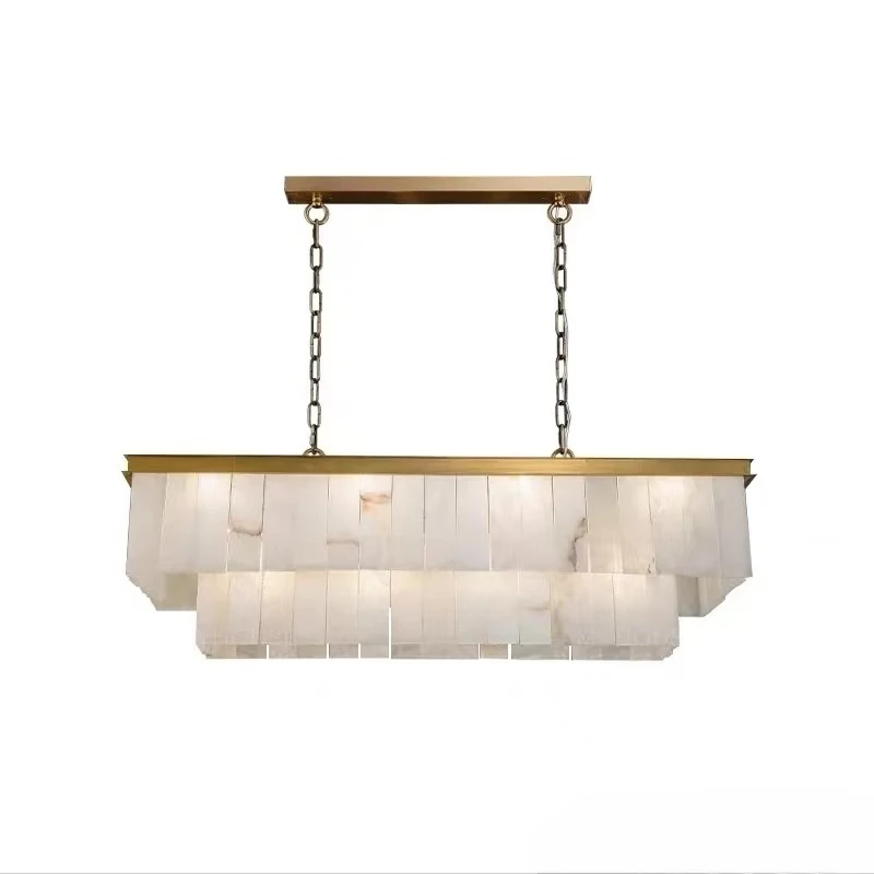 

Nordic Double Layer Pendant Lamp Chandelier Brass Marble Dimmable Ceiling Light for Living Room Home interior lighting