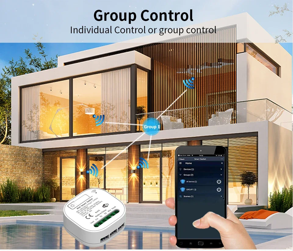 16A Tuya WiFi Smart Switch, keine Batterie erforderlich, kabelloser Schalter, Smart Life App-Steuerung, kompatibel mit Alexa & Google Home – Detail 6