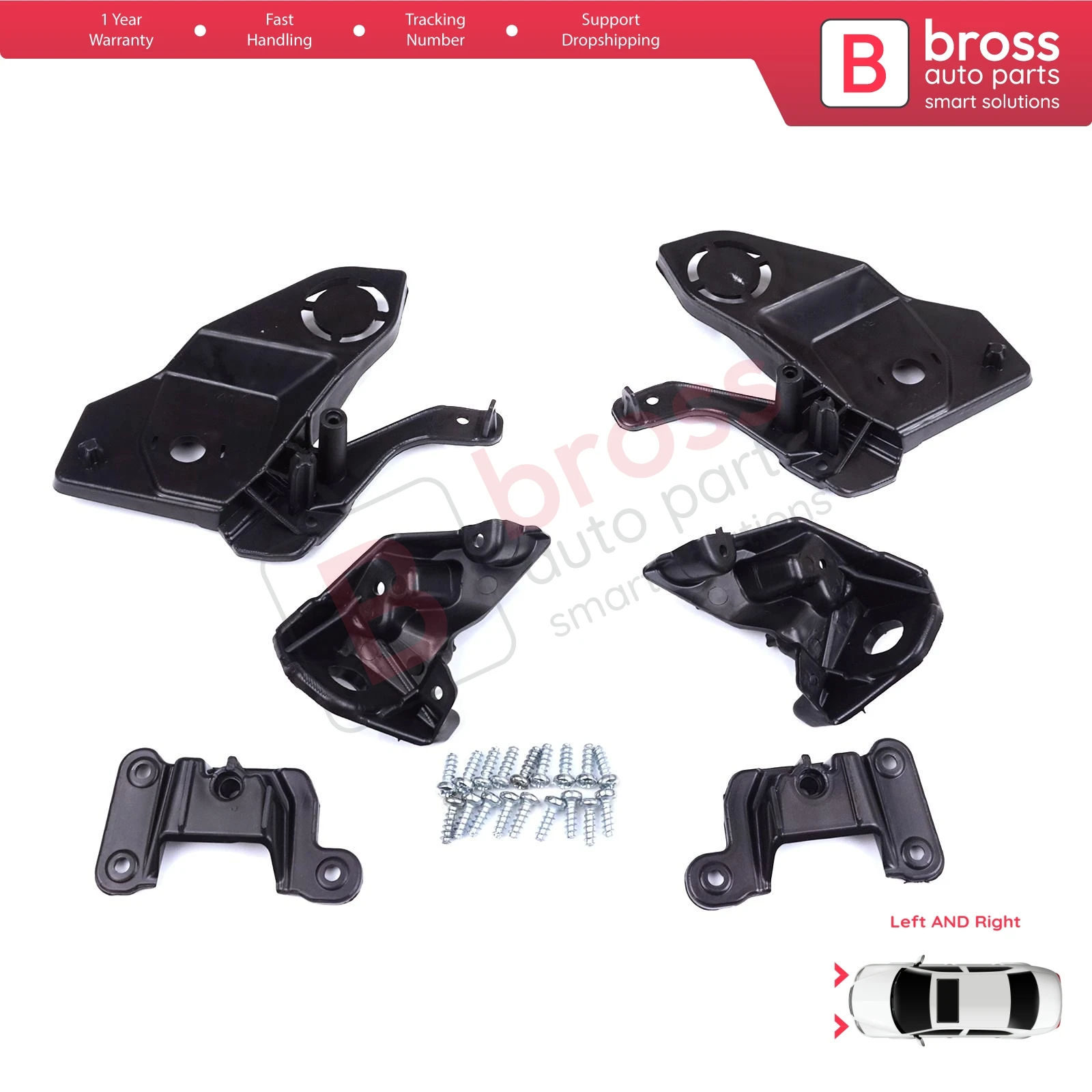 BHL581 Headlight Holder Mount Repair Bracket Tab Set Left Right Side for Peugeot 208 e-208 MK2 P21 2008 e-2008 MK2 P24 2019-On