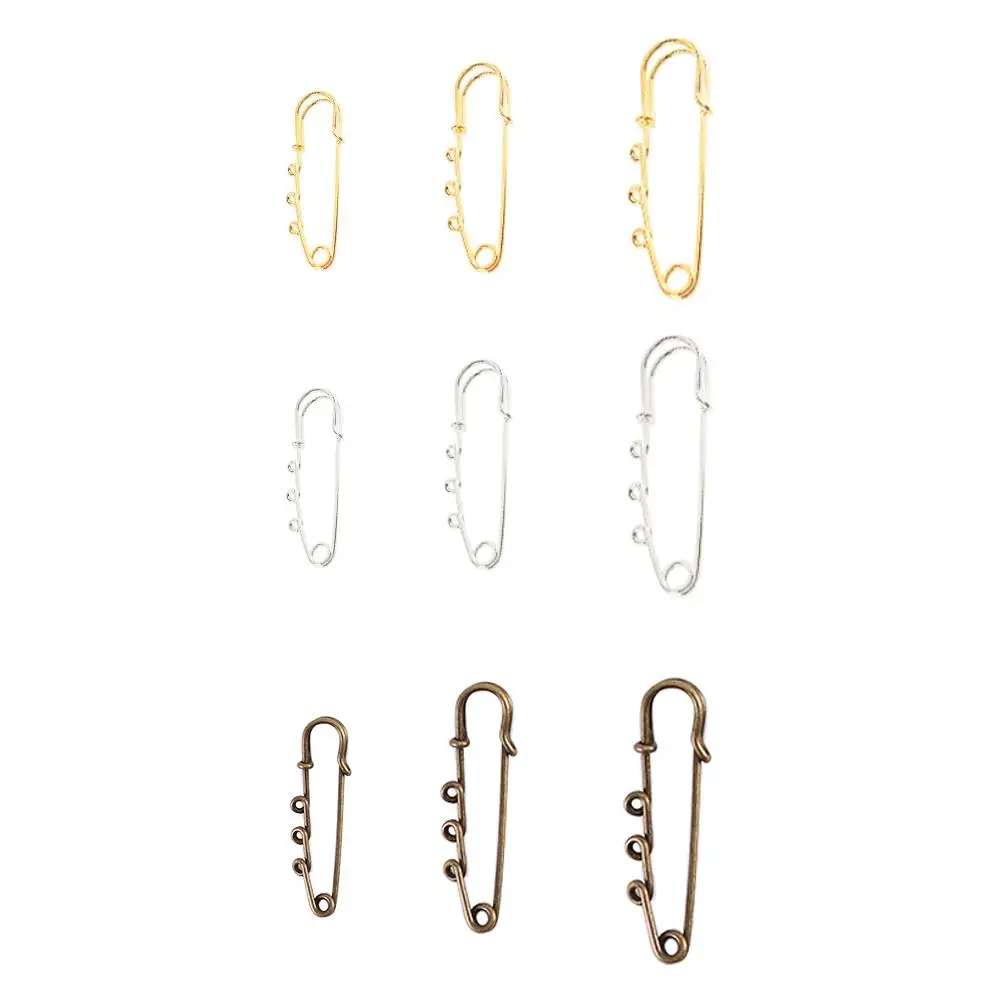 10pcs 50/65/70mm Duty Safety Metal Pin Fastener 3 Holes For DIY Brooch Jewelry Craft Making Material Handicraft Accessories