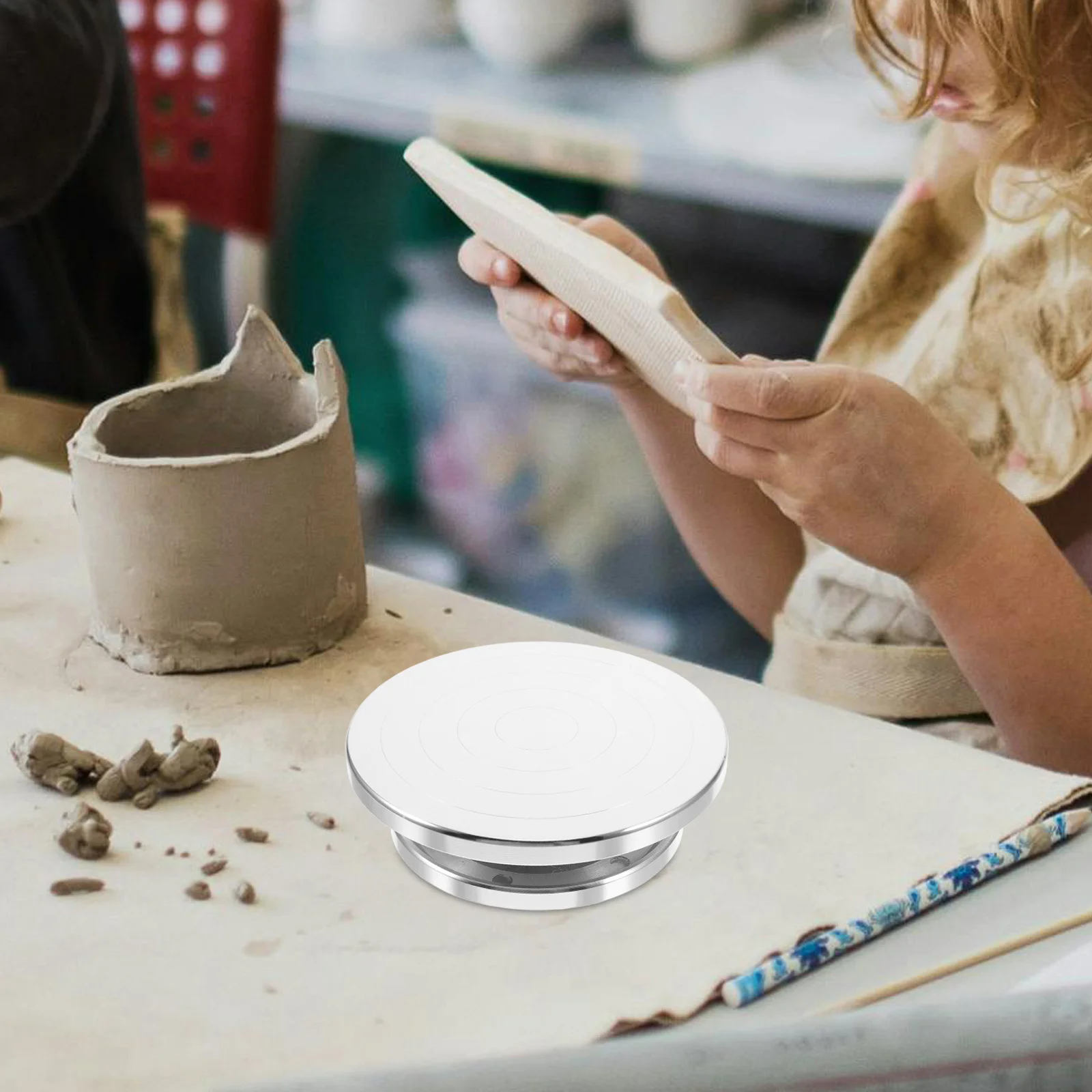 

Aluminum Alloy Clay Turntable Bearing Rotating Platform Stable Pottery Sculpture Tool Non-Slip 360 Degree Swivel