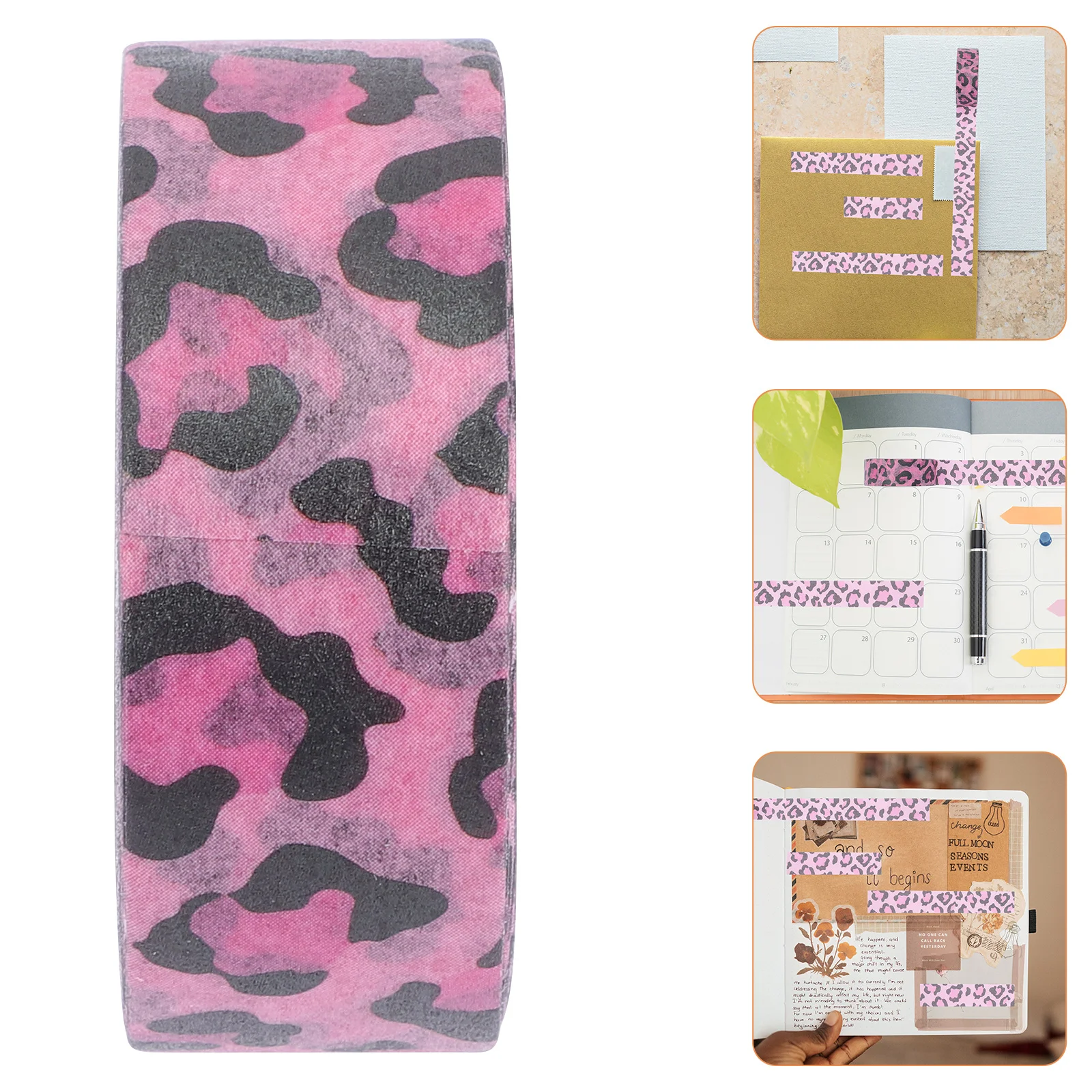 

5 Rolls Leopard Print Paper Tape Durable Adhesive for DIY Scrapbooking Journals Gift Wrapping Craft Decoration