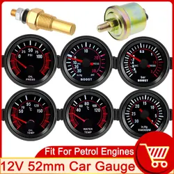 AD White Light 52mm Water Temperature Gauge + Sensor Volt Oil Temp Oil Pressure Rpm Tachometers Vacuum Boost Gauge