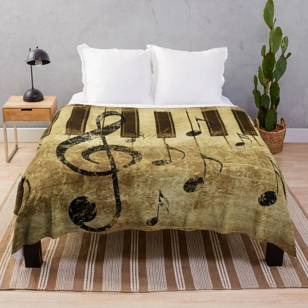 

Music notes and piano keys Throw Blanket Single warm for winter Bed covers Blankets