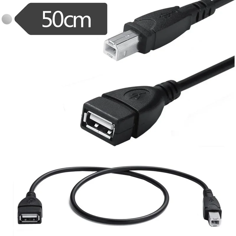 

50cm 1.5Ft USB 2.0 Type A Female To USB B Male Scanner Printer Extension Adapter Cable for Scanner Printer Mobile Hard Disk