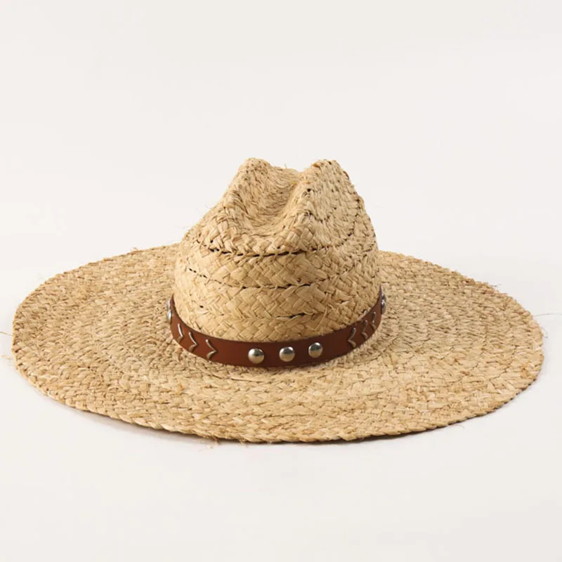 Floppy Wide Brim Straw Hat for Women Men Panama Raffia Summer Hat Packable Boho Unique Band Sun Hat Party Derby Travel Beach Hat