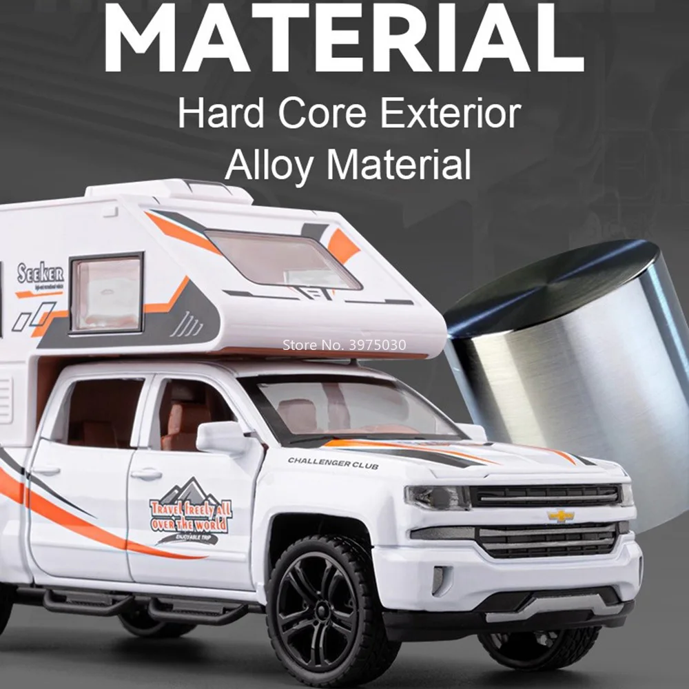 1:32 캠핑카 자동차 합금 다이캐스팅 모델 장난감 휠 후진 고무 타이어 미니어처 캠핑카 남자아이 교육용 장난감