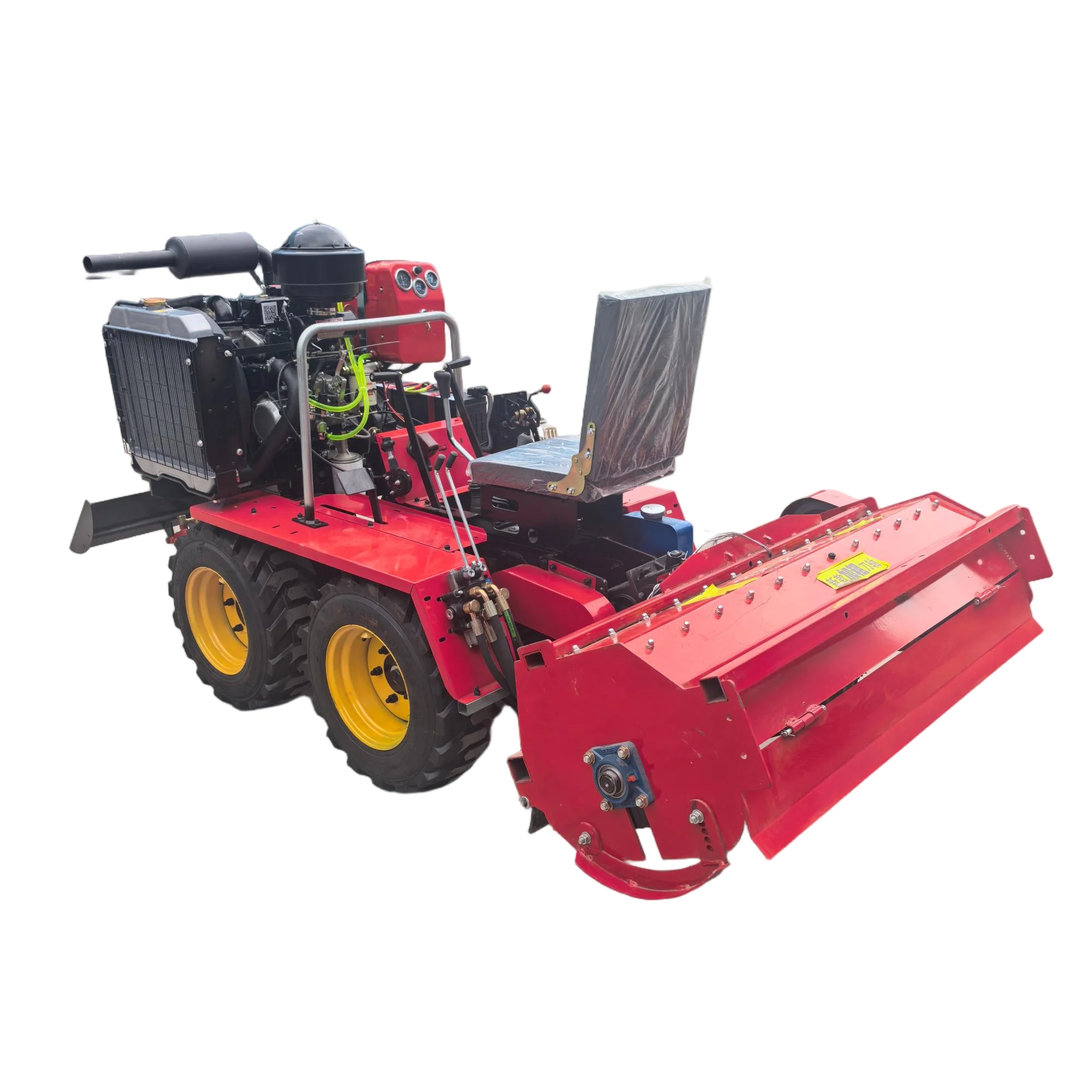 CE Approved 50HP Dual Cylinder Four Wheel Micro Tiller Grass Crusher Rotary Tillage Machine Bulldozer Blade