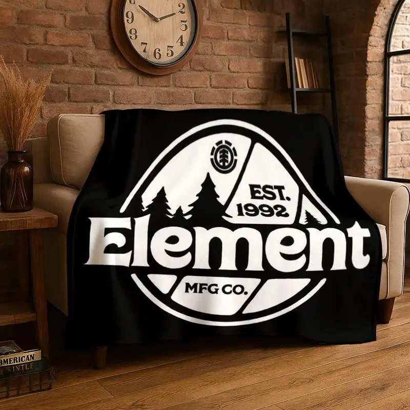 Classic Boardsport Logo E-Element Skateboards Flannel Blanket,Ultra Soft Warm Plush Throw for Home Bedroom Bed Sofa Cover Picnic