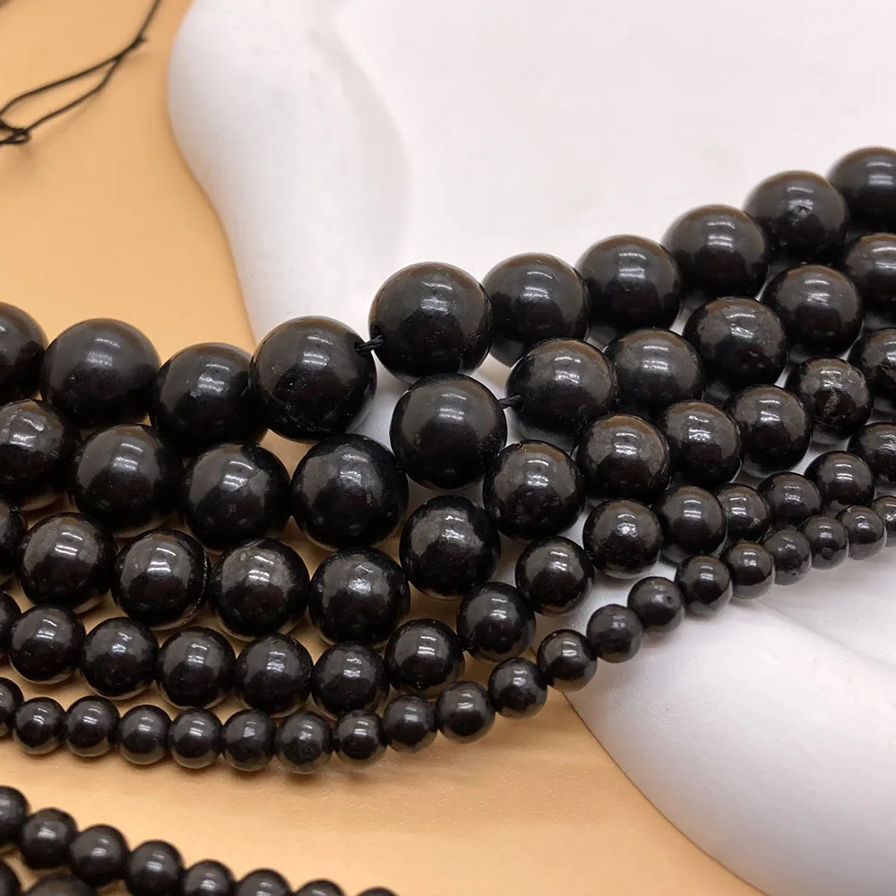 4–12 mm schwarzer russischer Schungit-Rundstein, Schungit-Energie-Edelstein zum Reinigen, DIY, für Männer und Frauen, Chakra-Geschenk – Detail 7
