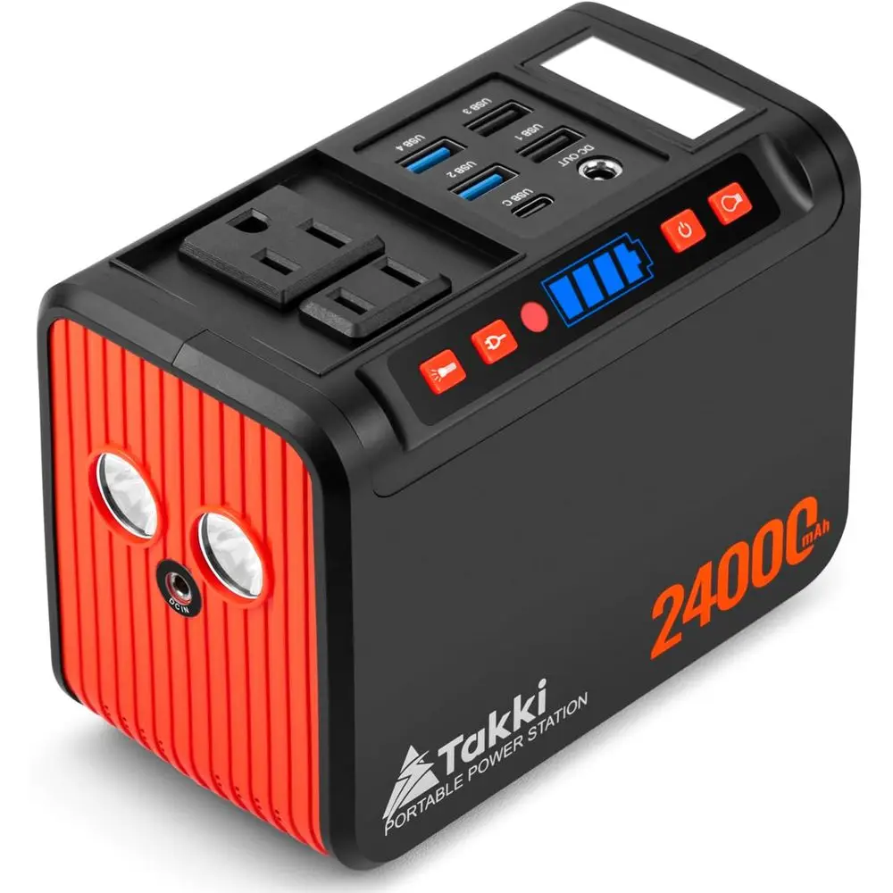 

120W Portable Power Station with 88.8Wh Lithium Battery, 110V AC Outlet for Camping and Home Backup
