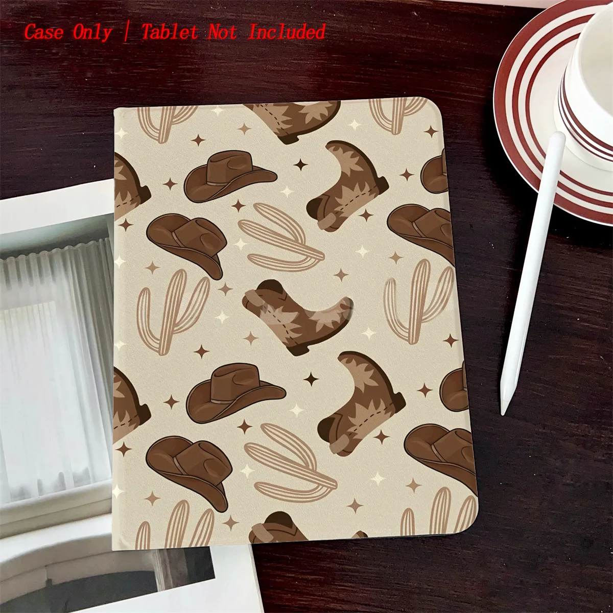 

Hat Printed iPad Case with Pen Slot - Simple Fresh Style Book Design for Pro/Air 5 4/iPad 10/Mini 5