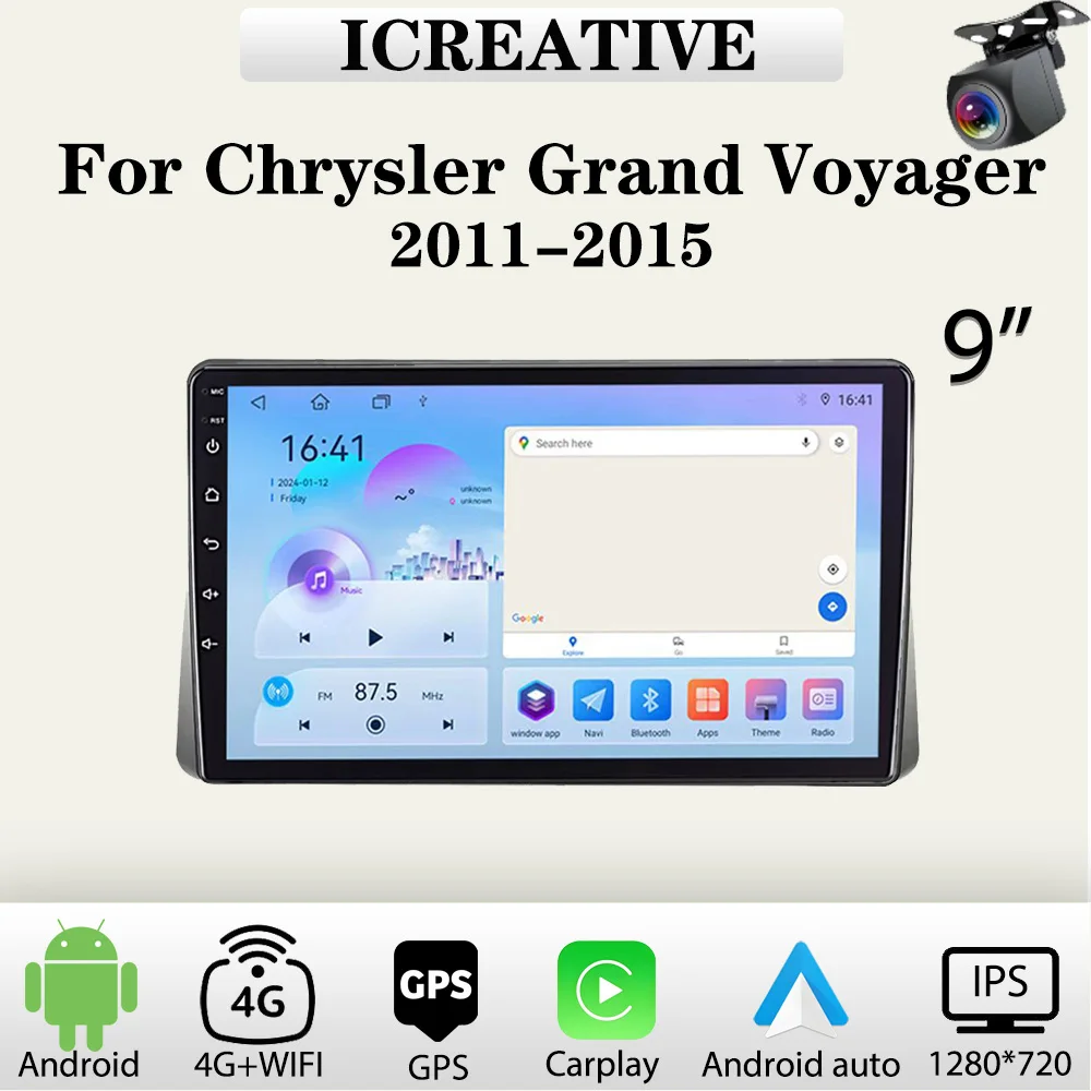 

Car Radio for Chrysler Grand Voyager 5 2011-2015 Carplay Multimedia Player 2din Android Head Unit 9inch HD Screen Navigation GPS